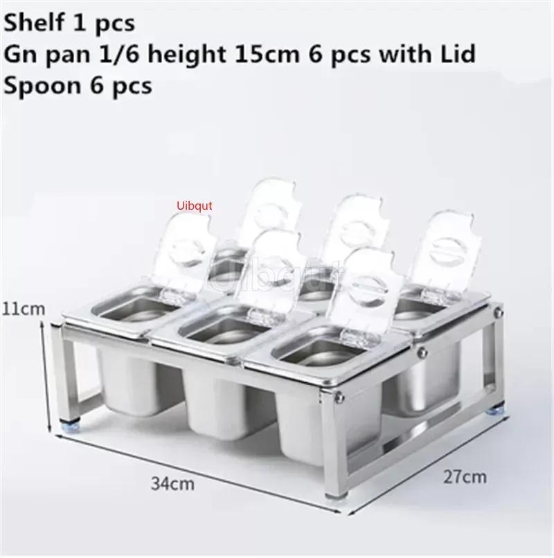 Stainless Steel Transparent GN Pans Visible Food Exhibition Plate Basin Tray Milk Tea Shop Basin Container Storage Box with Rack