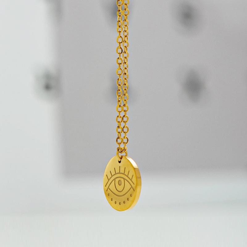 Sun Mount Devil'S Eye Titanium Steel Necklace Simple Versatile Clavicle Chain Necklace