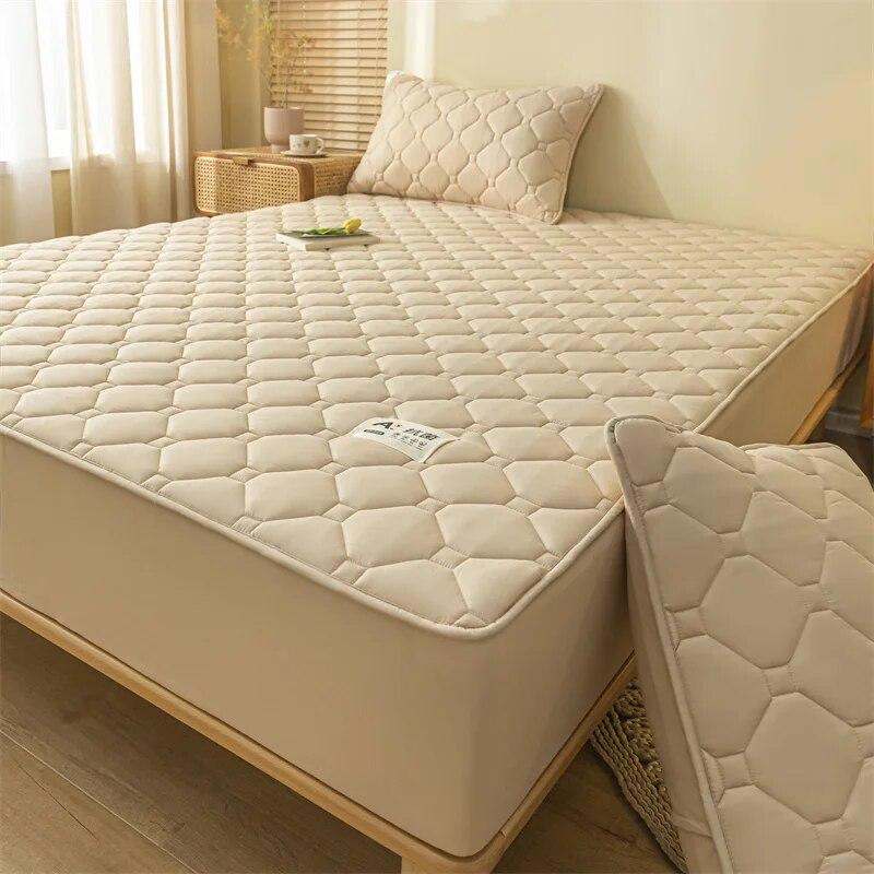 Thicken Mattress Cover Cotton Quilted Bed Cover Anti-bacterial Mattress Protector Topper Pad Soft Fitted Sheets Thick Bed Linens