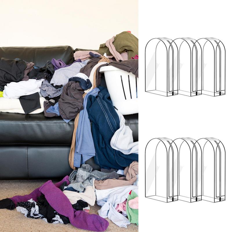 3pcs Clear Garment Covers with Zipper Waterproof Long Coat Protector Dust-proof Clothing Storage Bag for Gowns
