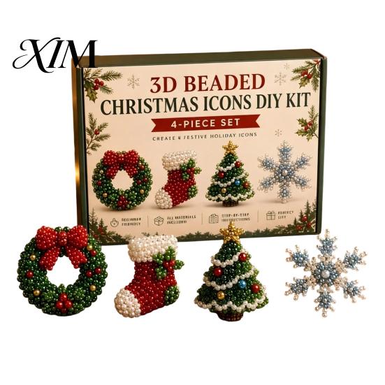 Festliches Feiertagsgeschenk 3D Perlen-Bastelset, Lebensechtes Weihnachtstier-Perlenbastelset, Partygeschenk Handgemachtes Einfaches Stickset für Kinder und Erwachsene Katze