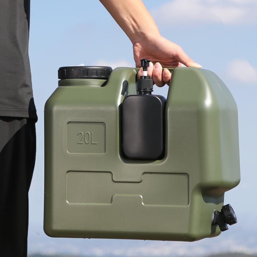 20L Camping Water Container Large Capacity Emergency Water Jug with Spigot & Hand Sanitizer Jar Plastic Water Storage Bucket