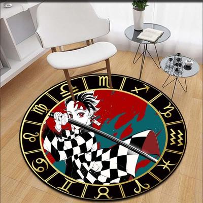Demon Slayer Round Carpet Rug Non-Slip Rug for Bedroom Livingroom Home Decor Carpets for Living Room Anime Rug