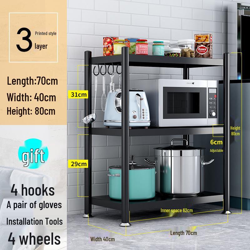 Freestanding Multi-Layer Kitchen Storage Rack for Microwave and Pots
