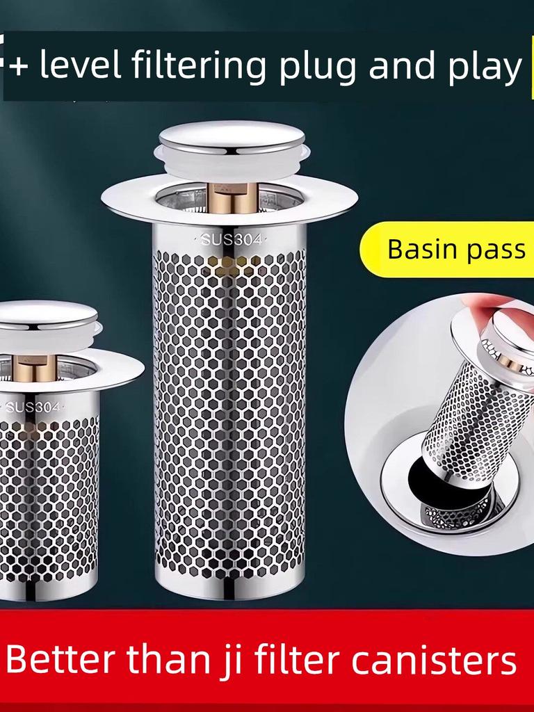 Stainless Steel Floor Drain Deodorizer Universal Washbasin Drain Filter Pop-Up Stopper Leak Stopper