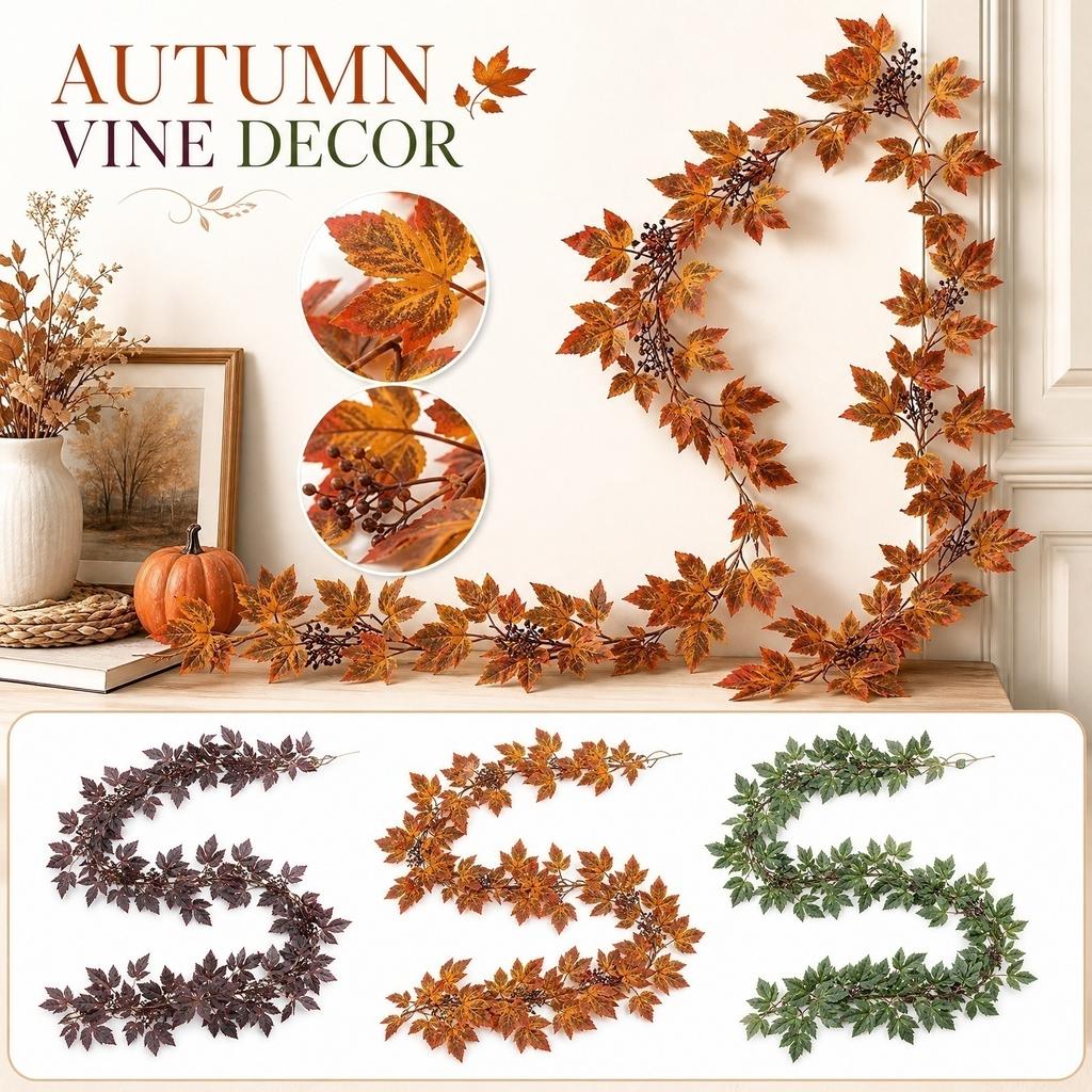 Artificial Vine Garland for Home and Outdoor Decoration Realistic Leafy Branches with Berries Flexible and Durable Faux Greenery Garland
