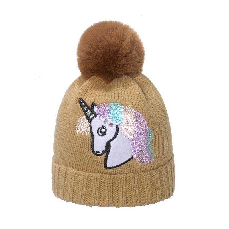 Winter Hat Children Autumn and Winter Warm Wool Hat Cute Ear Hat Unicorn Embroidery Knitted Hat Women 2025