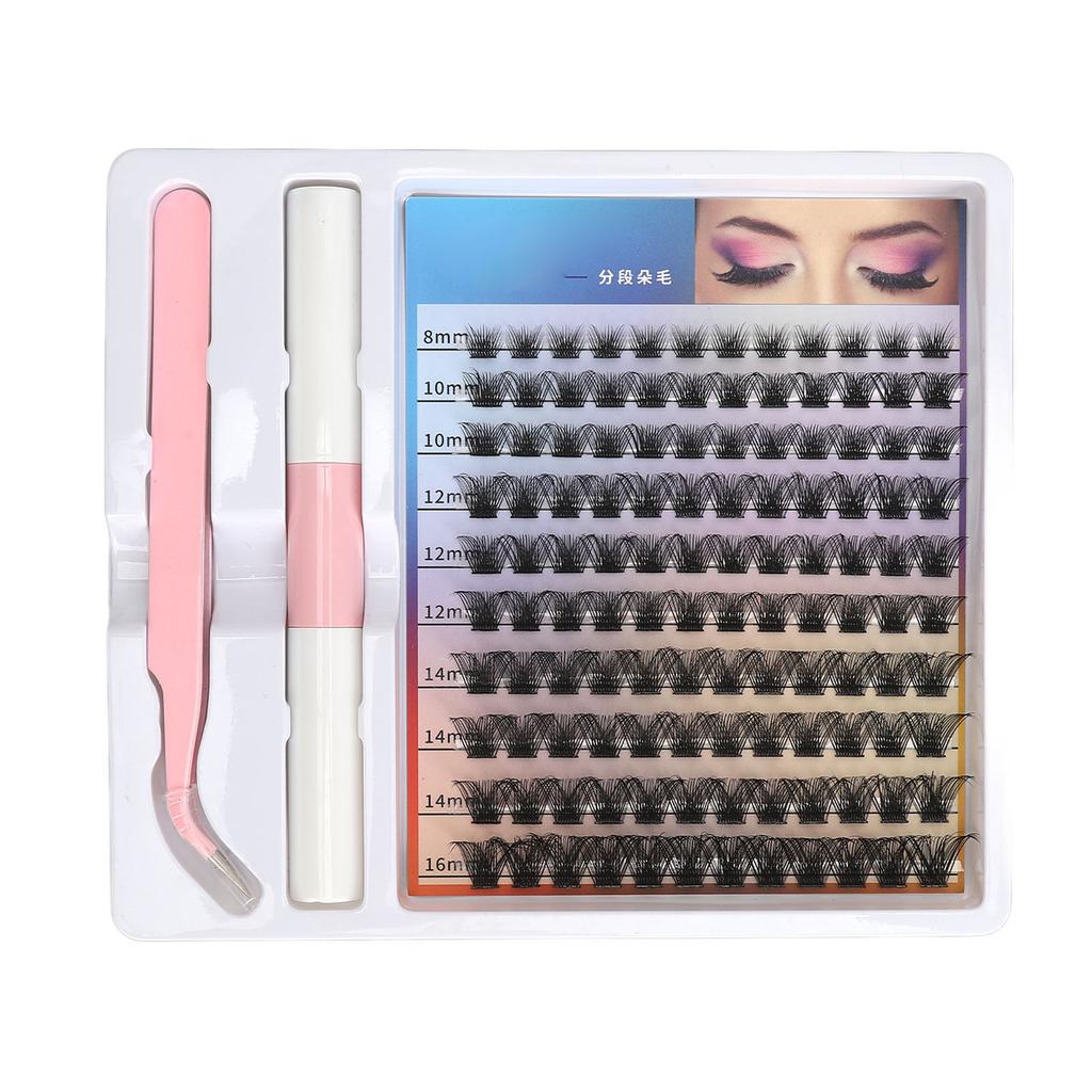 DIY Eyelash Extension Kit 120pcs Clusters 8‑16mm Individual Lash Extension Kit with 2ml Dual Use