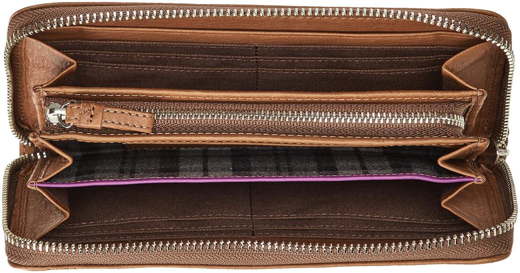 Katharine Hamnett London Wallet, Made with Premium Japanese Soft Leather, Round Zipper, Brown