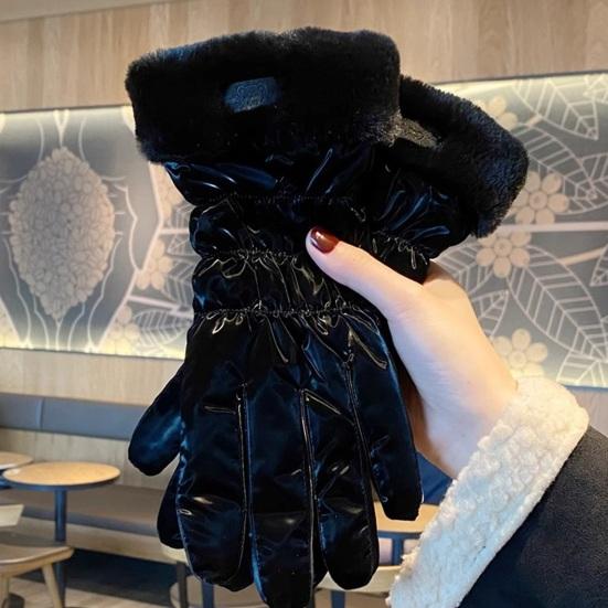 1 paire de gants d'hiver doublure en peluche épaisse coupe-vent chaud résistant au froid cinq doigts écran tactile imperméable anti-dérapant doux dame gants de cyclisme d'équitation