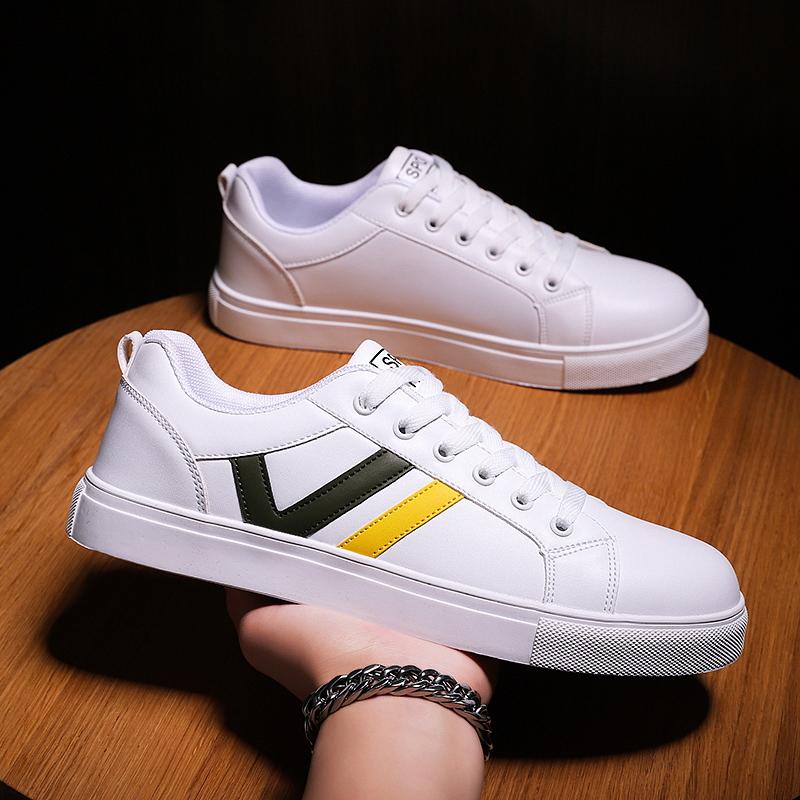 Men Sneakers Casual Shoes Men Flats  Hombre Lightweight Pu Leather Breathable Shoe Mens White Sports Tenis Shoes