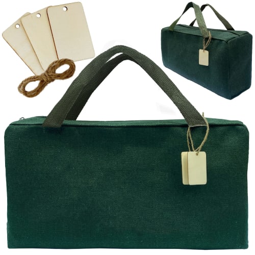 

Multi-tool bag (40cm square, large size) with wooden tag. Peg bag [large capacity, holds 35cm of pegs]. Gear and tool storage. Heavy-duty canvas bag.