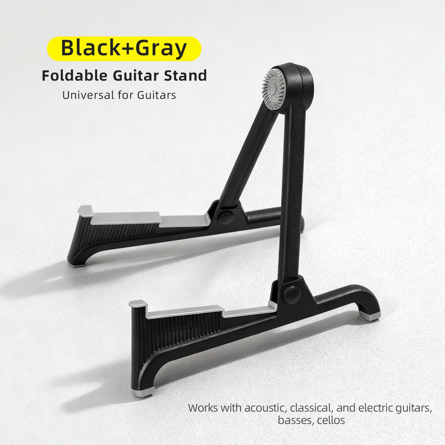 Universal Foldable Guitar Stand for Acoustic, Electric, and Classical Guitars Universal Guitar Stand серый/чёрный