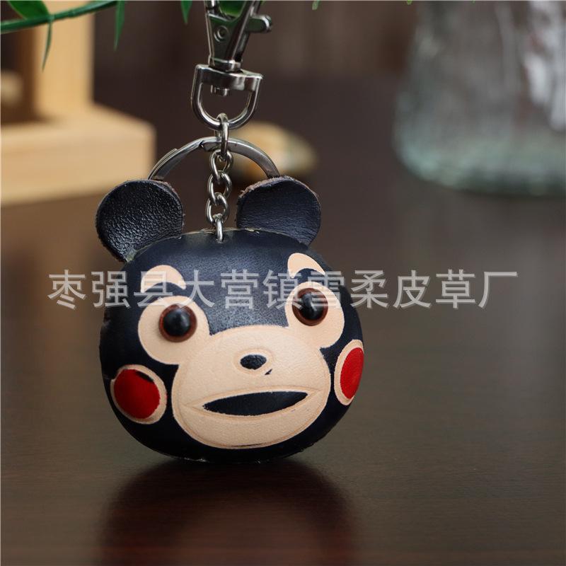 First Layer Cowhide Kumamon Bear Pendant, Bag Pendant Accessories, Car Keychain Accessories, Cartoon Cute Birthday Gifts