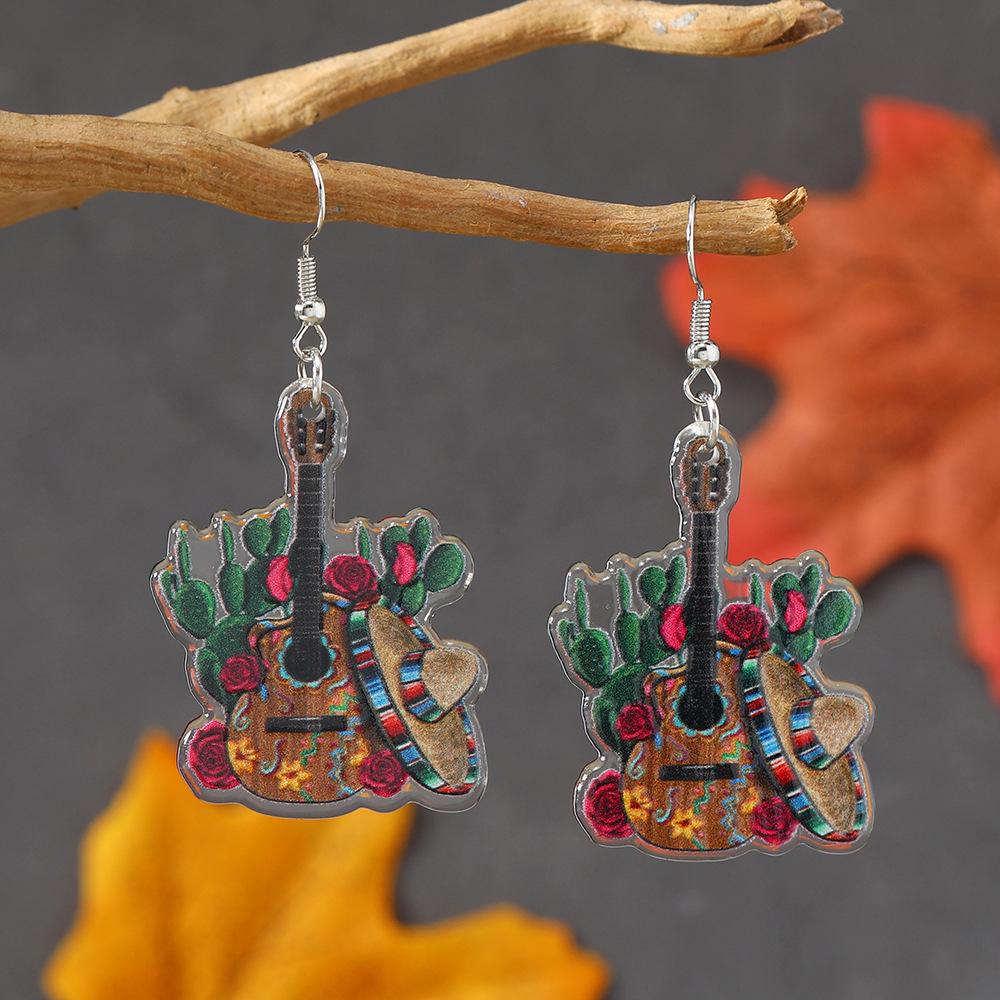 Carnival 5.5 Festival Acrylic Earrings: Mexican Dwarf Guitar Fashion Accessory