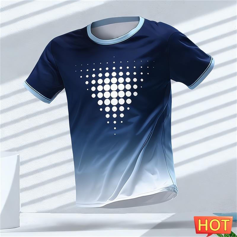 

Simple and stylish geometric pattern sports T-shirt, summer casual short sleeved shirt XS