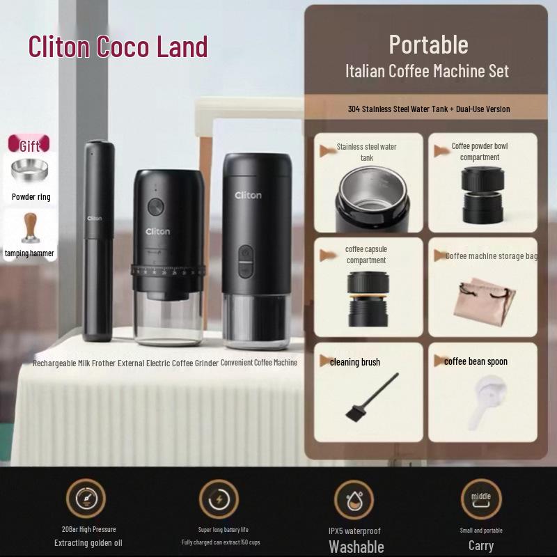 Cliton Portable Italian Espresso Capsule Machine - Semi-Automatic Moka Pot