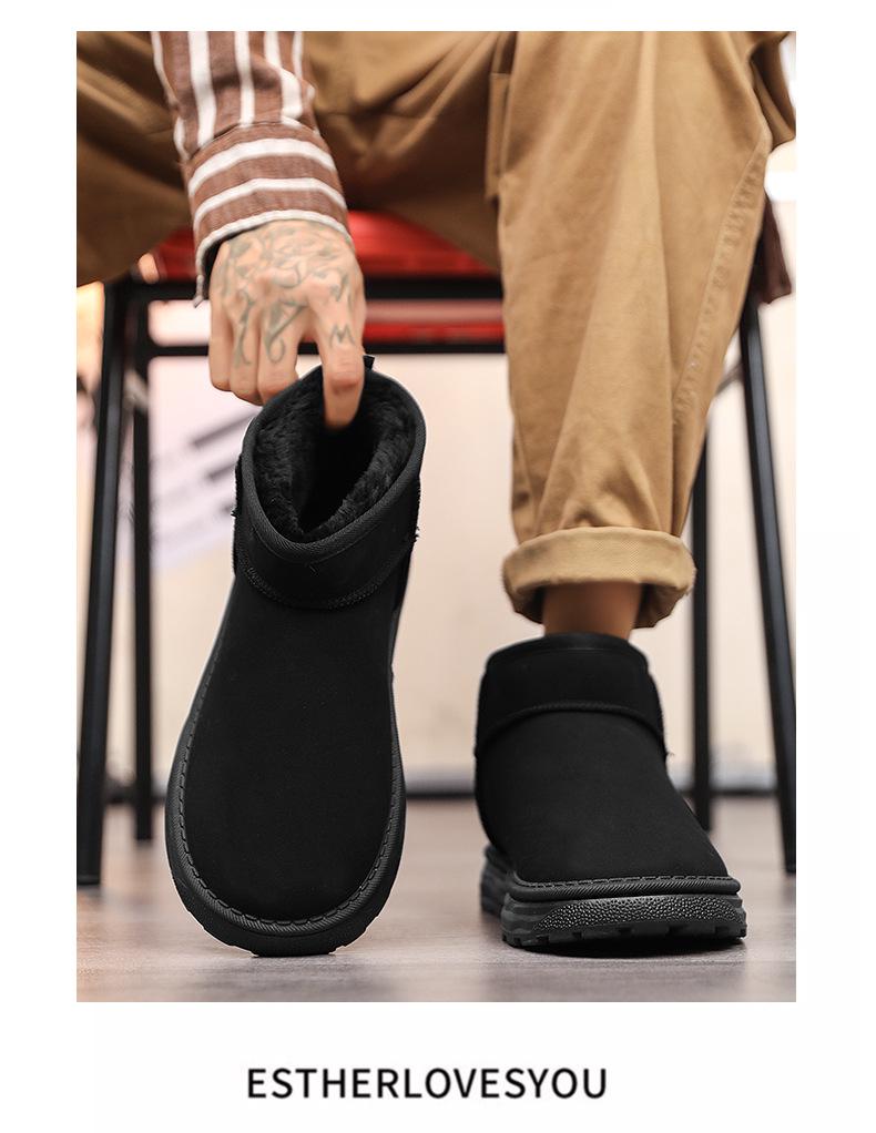 Severovýchodní pánské zimní sněhule: Sametem podšité, Hrubé Teplé Kůže a Kožešiny, Boty do chladného počasí