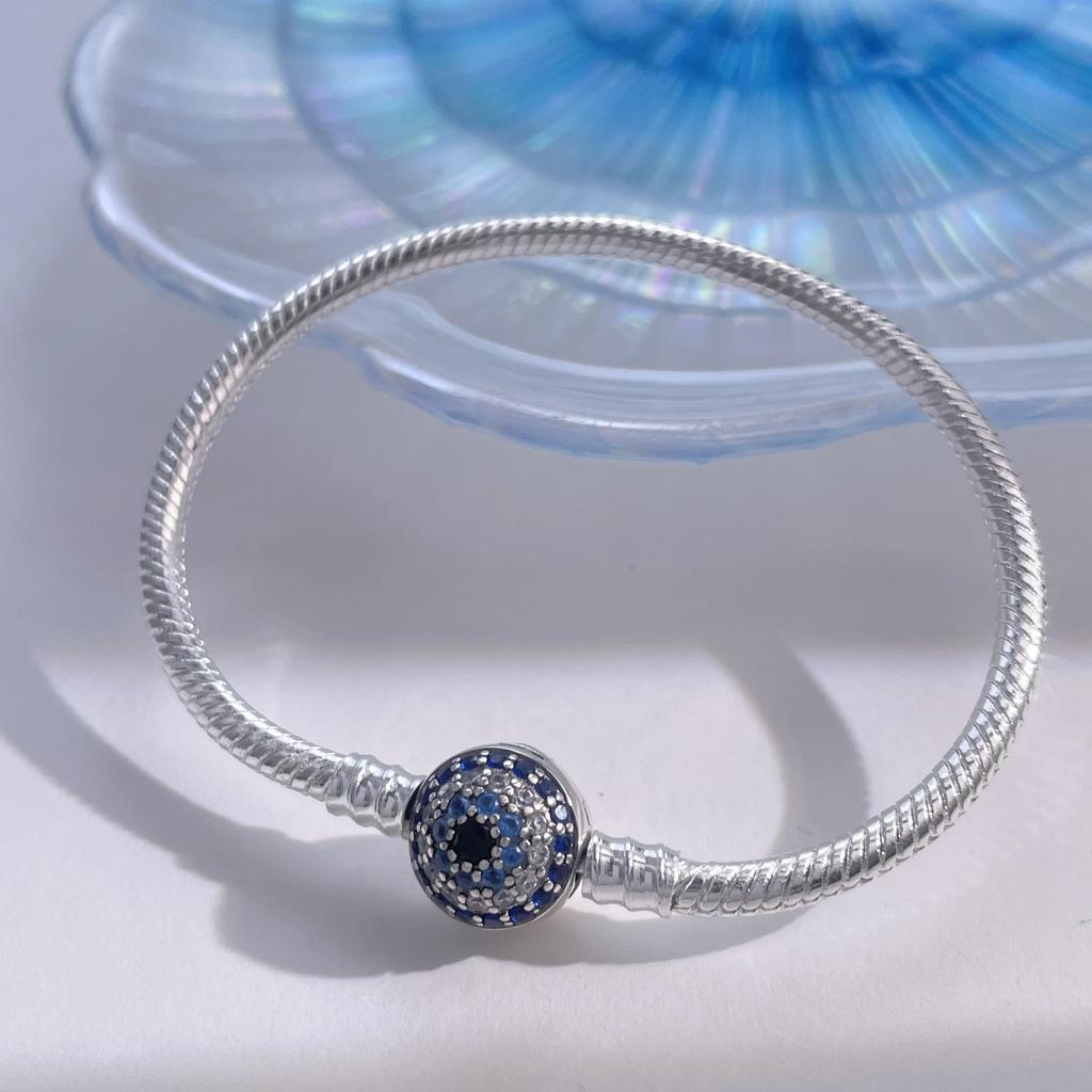 Sliver Bracelets Heart Lucky Eyes Bracelets Female Anniversary Party Fine Bracelets Bangles Jewellery Gifts for Women