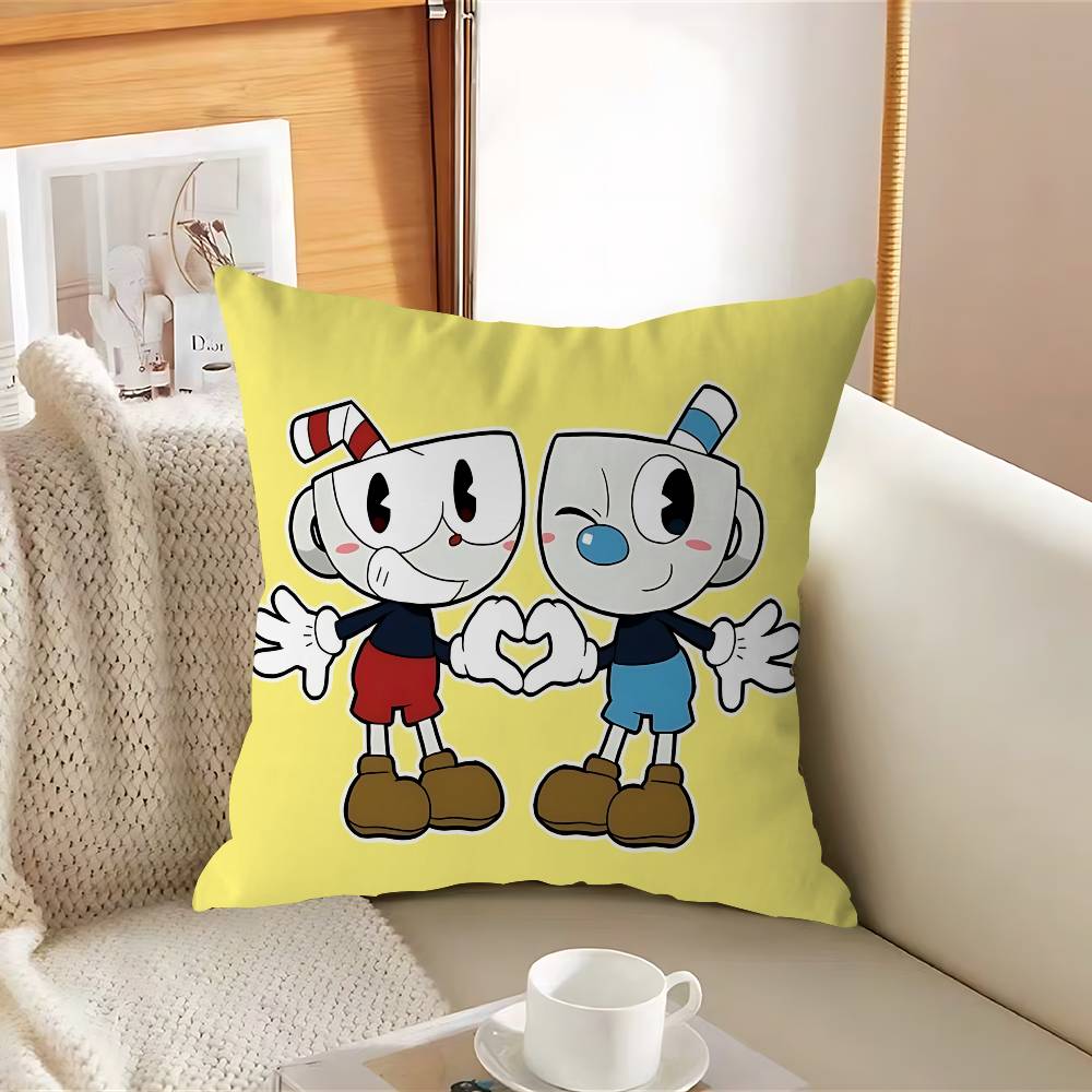 SÖT Tecknad C-CupheadS Kuddfodral Avtagbart Tvättbart Kuddfodral – Mjukt Linne för Alla Årstider