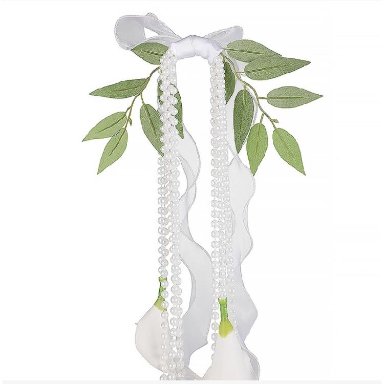 Stylish White Calla Lilies And Pearls Bridal Bouquets Photo Shoot Accessories For Wedding Parties And Sophisticated Decors