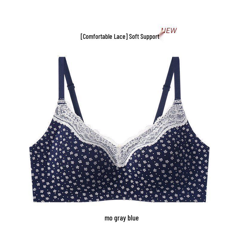 Floral Lace Wire-Free Push-Up Bra for Small Busts - Soft, Anti-Sagging, Sexy with Beautiful Back Design