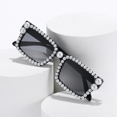 Box Sunglasses, Hip-Hop Diamond-Encrusted Glasses, Pearl Sunglasses For Women