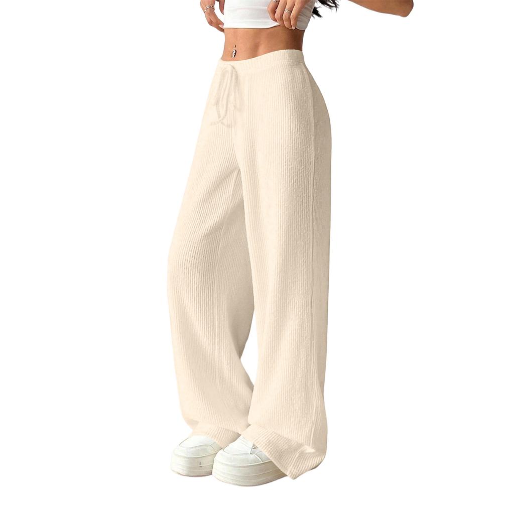 Women's Summer Color Wide Leg Pants - Casual Loose Fit Flowy Trousers with Fabric for Comfortable Daily Wear