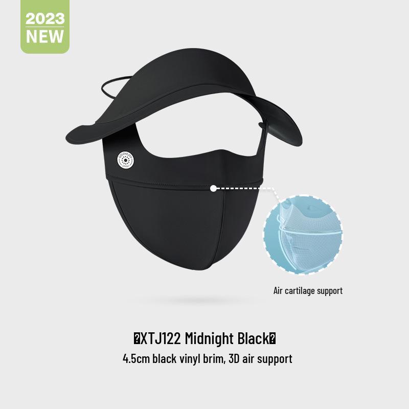 Women's Full Face Black Sunscreen Mask - Anti-Smudge, Three-Dimensional Ice Silk with Glue Brim