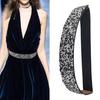 Damebelte Justerbart Elastisk bånd Skinnende Rhinestone Bred Anti-skli klær Matchende Anti-brudd Stram midjekjole Midjebånd Klær Tilbehør