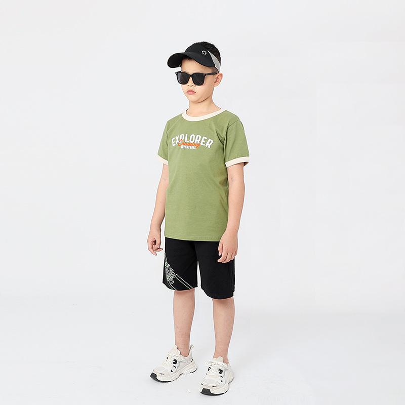 Summer Korean Version of the New Children's Sports Short Sleeve Big Children Pure Cotton Printed Sweatshirt Boy Short Sleeve T-shirt