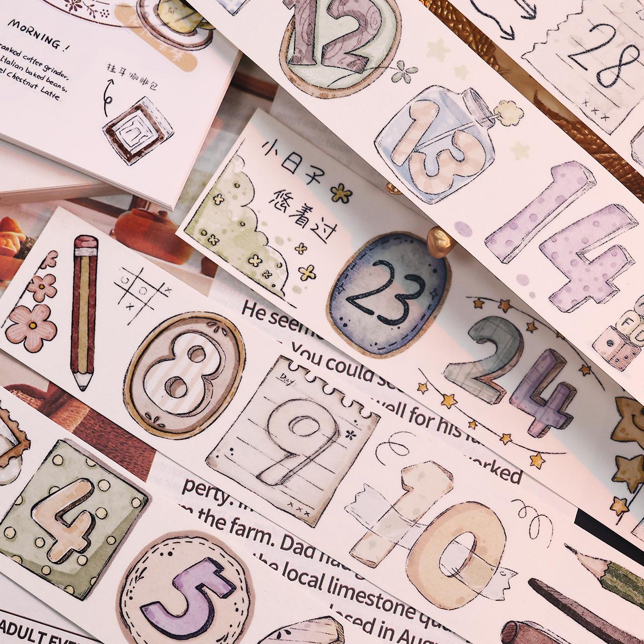 4.10 New journal retro numbers washi tape paper PET die cutting 40mmX6meter