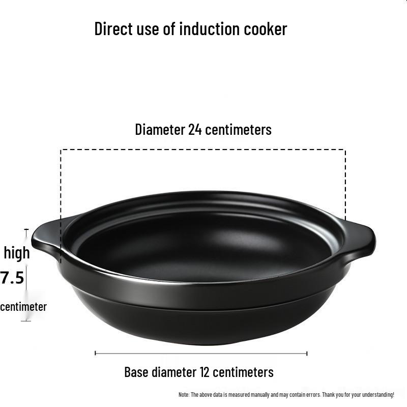 

High-Temperature Resistant Ceramic Clay Pot for Induction, Open Flame Cooking, Ideal for Soup, Stew and Hot Pot, Large Shallow Design.