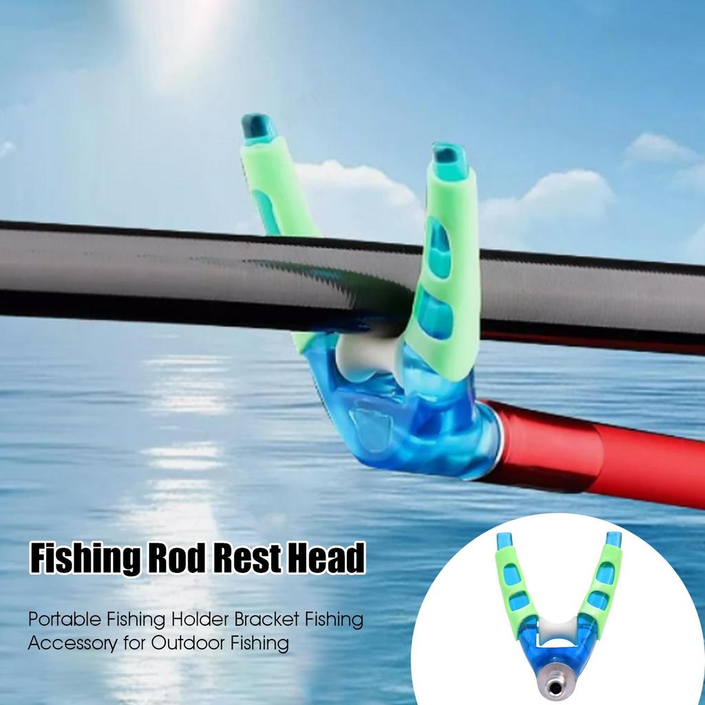 Fishing Rod Rest Head Front Fork Rods Rack V Holder Carp Pole Rest Butt Support Silica Gel Grippers Night Light Pole Holder Head