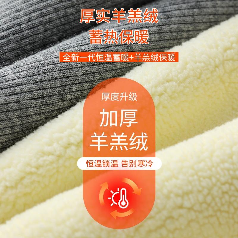 Fleece Thickened Lamb Wool Leggings for Women's Outer Wear, Winter New Slim-fitting and Thin Large-size High-waisted Threaded Thermal Pants