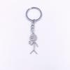 Cartoon Cat And Fish Keychains Polished Stainless Steel Animal Cat Pendant Children's Funny Keychains