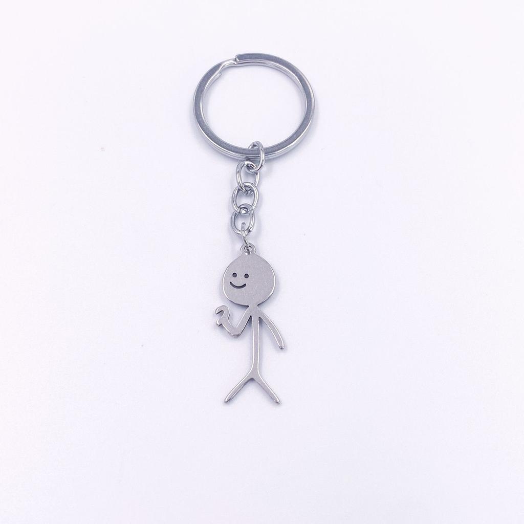 Cartoon Cat And Fish Keychains Polished Stainless Steel Animal Cat Pendant Children's Funny Keychains