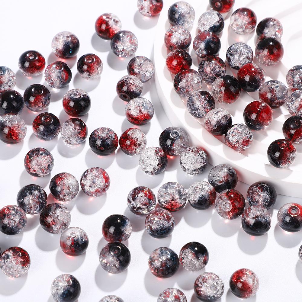 10mm Zweifarbige Crackle-Glasperlen für DIY Armbänder und Halsketten im antiken Stil