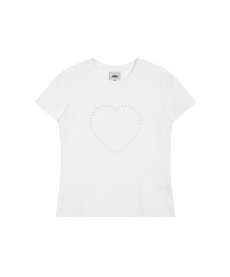 Imiseu Heart Rhinestone T-Shirt-White