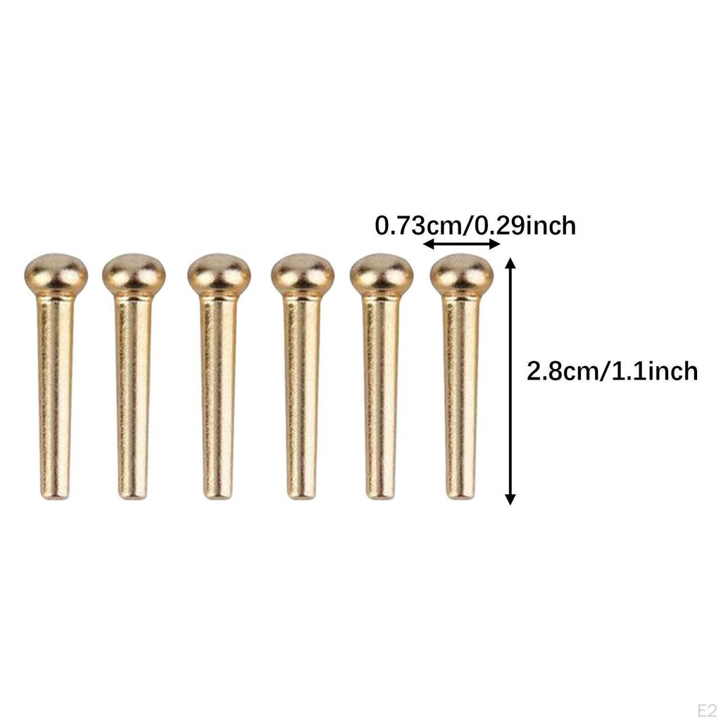 6x Guitar Bridge Pins Strings Nails Repairing Kits, Small Endpin for Folk Guitar, Replacement