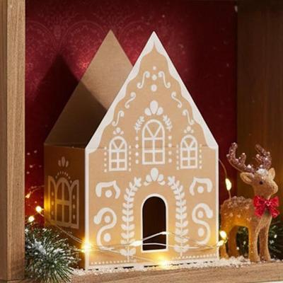 Caixa de Guloseimas de Natal Suprimentos de Festa Lembrancinha Papel Portátil Casa de Gengibre Recipiente para Presente para