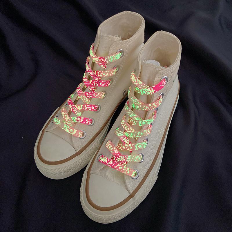 New Luminous Shoelaces for Sneakers Flat Splash-ink Shoe Laces Fluorescent Glowing Running Boot Shoelace Cool Shoestrings 1Pair
