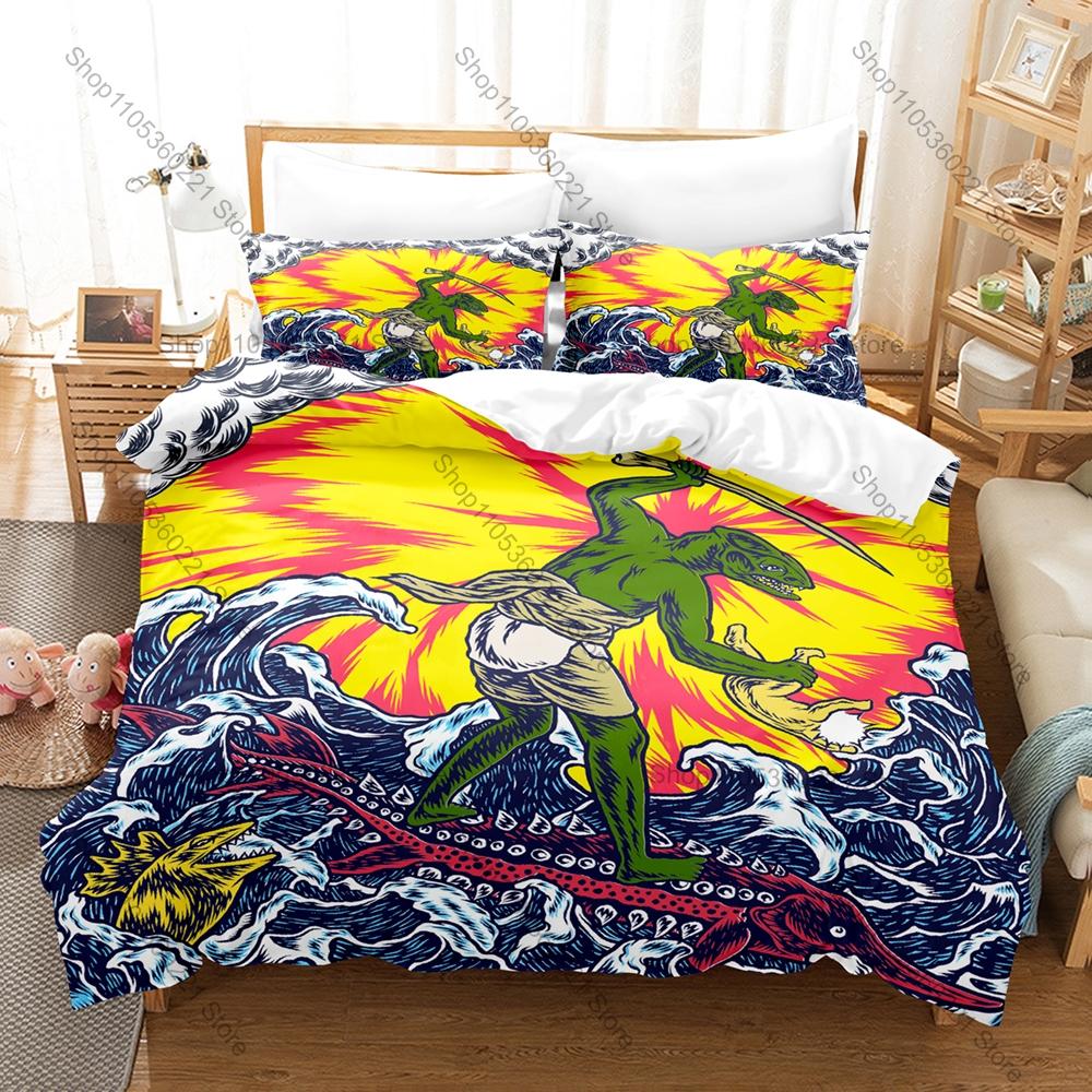 King Gizzard & The Lizard Wizard Bedding Set Duvet Cover + 2 Pillowcases Neo Psychedelic Rock Retro Bedroom Decor