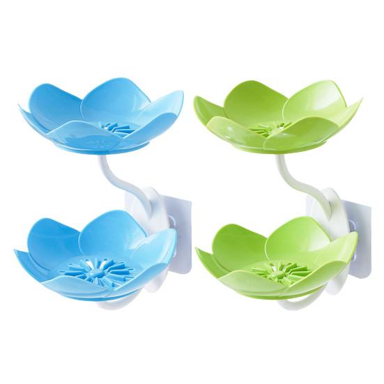 2/4Pcs Soap Box Double-Layer Design Suction Cup Soap Rack No Drilling Installation