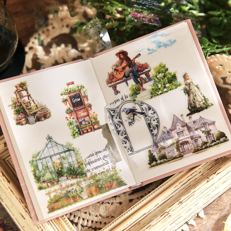 100sheets/box World Creativity Series Sticker Gift Box Hand Account Collage Material Greeting Card Notebook Decorative Gift