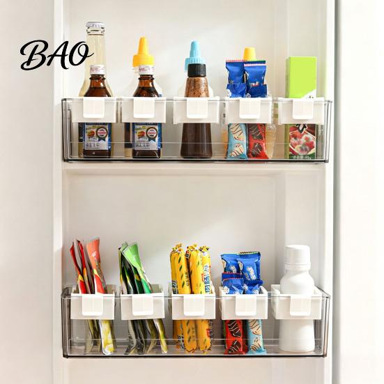Refrigerator Organizer Basket Door Organizer, Partitioned Storage Hanging Basket, with Snap-On Fridge Caddy Telescopic Design, Rack for Sauces