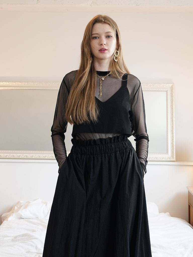 MUSE BY ROSE Martina See-Through Top (Black)