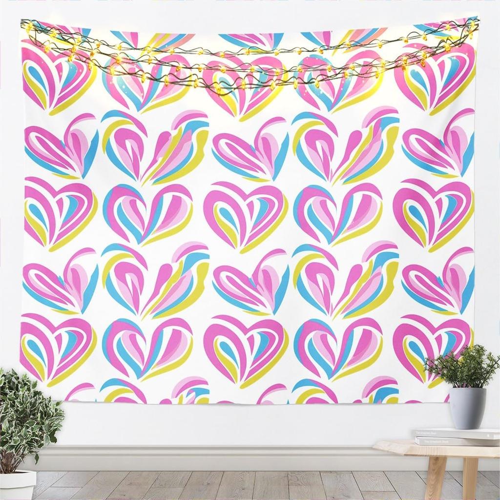 Happy Valentines Day Tapestry Red Rose and Love Heart Tapestry Art Decor Wall Hanging Home Living Room Bedroom Dorm Tapestries