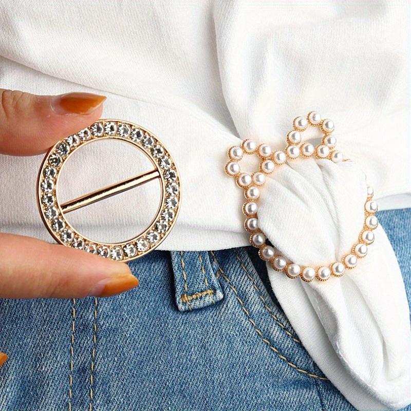 Round Shape Elegant Tee Shirt Clips Scarf Buckles T-Shirt Clip Ring Clothes Corner Knotted Buckles Inner Diameter 29-35mm