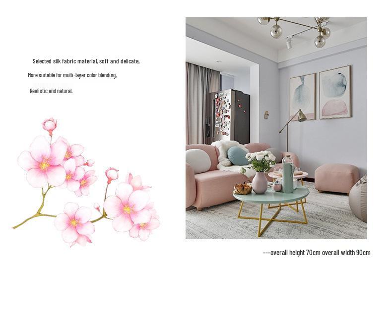 Künstlicher Kirschblütenzweig, Einzelstiel mit 4 Verzweigungen - Seidenstoff und Kunststoff für Hochzeiten oder Wohnzimmerdekoration